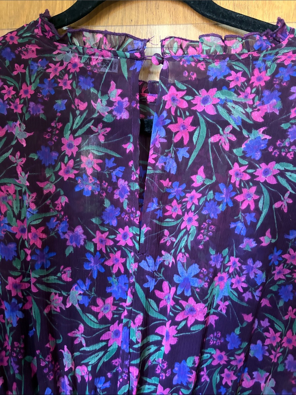 Calvin Klein Purple Floral Long Sleeve Midi Dress - Picture 7 of 7